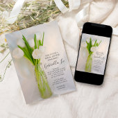 Weiße Tulpen in Milchflaschen FrühlingsBrautparty Einladung