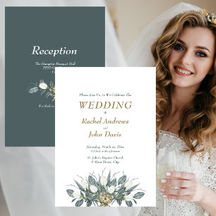 Weiße Tulpen mit Gold, Einladung zur Hochzeit