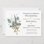 Weiße Tulpen mit Gold, Einladung zur Hochzeit (Vorderseite)