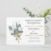 Weiße Tulpen mit Gold, Einladung zur Hochzeit (Stehend Vorderseite)