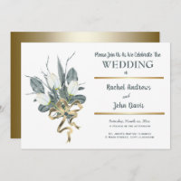 Weiße Tulpen mit Gold, Einladung zur Hochzeit