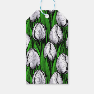 Weiße Tulpen mit grünen Blätter Geschenkanhänger