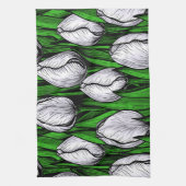 Weiße Tulpen mit grünen Blätter Geschirrtuch (Vertikal)