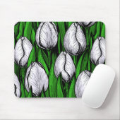 Weiße Tulpen mit grünen Blätter Mousepad (Mit Mouse)