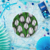 Weiße Tulpen mit grünen Blätter Pappteller (Party)