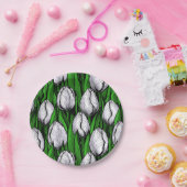 Weiße Tulpen mit grünen Blätter Pappteller (Party)