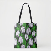Weiße Tulpen mit grünen Blätter Tasche (Vorderseite)