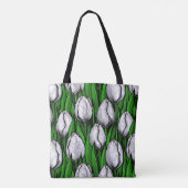 Weiße Tulpen mit grünen Blätter Tasche (Rückseite)