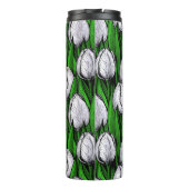 Weiße Tulpen mit grünen Blätter Thermosbecher (Rückseite)