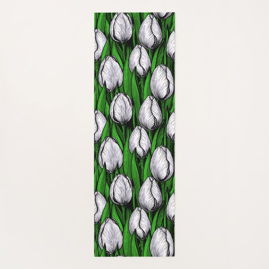 Weiße Tulpen mit grünen Blätter Yogamatte (Rückseite)