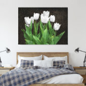 Weiße Tulpen mit Raindrops auf Glas Leinwanddruck (Insitu (Schlafzimmer))