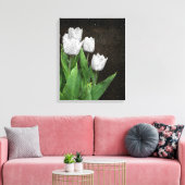 Weiße Tulpen mit Raindrops Leinwanddruck (Insitu (Wohnzimmer))
