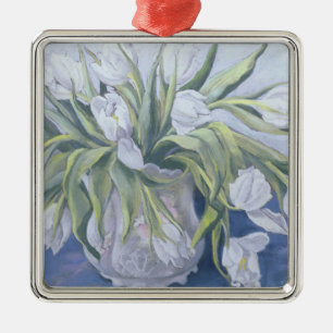 Weiße Tulpen Ornament Aus Metall