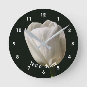 Weiße Tulpenblume Personalisiert Runde Wanduhr