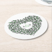 Weiße Tulpenkrautfarbe zeichnend Mono-Hochzeit Runder Pappuntersetzer (Angewinkelt)