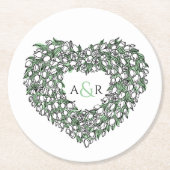 Weiße Tulpenkrautfarbe zeichnend Mono-Hochzeit Runder Pappuntersetzer (Vorderseite)