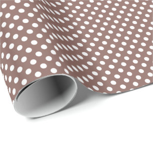 Weiße Tupfen auf Cognac-Braun Geschenkpapier