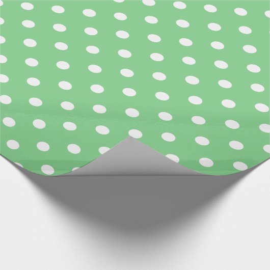 Weiße Tupfen auf Meergrün Geschenkpapier (Ecke)