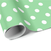 Weiße Tupfen auf Meergrün Geschenkpapier (Rolleneckpunkt)