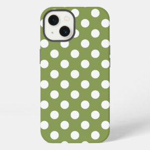 Weiße Tupfen auf olivgrünem Case-Mate iPhone c 13 Hülle