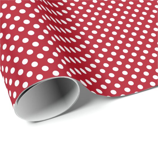 Weiße Tupfen auf Rot Geschenkpapier (Rolleneckpunkt)