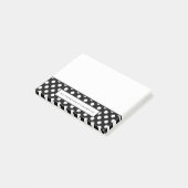 Weiße Tupfen auf Schwarzem mit Namen Post-it Klebezettel (angewinkelt)