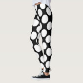 Weiße Tupfen groß auf Schwarzem Leggings (Links)