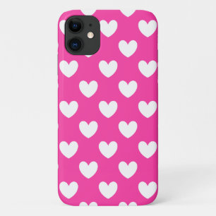 Weiße Tupfenherzen auf Fuchsia-Pink Case-Mate iPhone Hülle