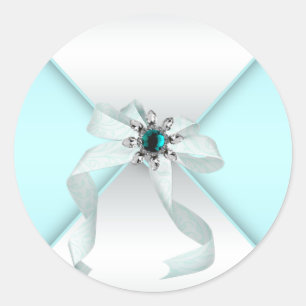 Weiße Türkisblaue Umschlag-Siegel-Partygeschenk-Et Runder Aufkleber