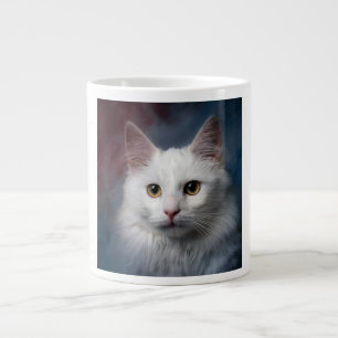 Weiße Türkische Angora Katze Rot Blau Jumbo-Tasse