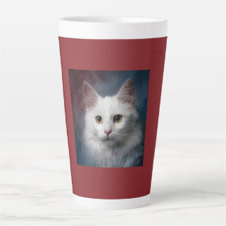 Weiße Türkische Angora Katze Rot Blau Milchtasse