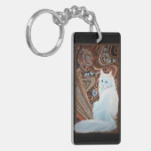 Weiße türkische Angora Schlüsselanhänger (Vorderseite links)