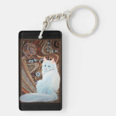 Weiße türkische Angora Schlüsselanhänger (Rückseite)