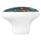 Weiße Türkise Owl Keramikknauf (Seitenansicht)