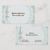 Weiße Tüte mit spitz- und minzgrün gefärbtem Einto Visitenkarte (Vorne/Hinten)