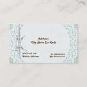 Weiße Tüte mit spitz- und minzgrün gefärbtem Einto Visitenkarte (Rückseite)
