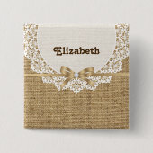 Weiße Tüte mit Spitzen und Leinenkorb Button (Vorderseite)