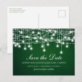 Weiße Twinkle-Stringleuchten auf Grün Postkarte (Vorne/Hinten)