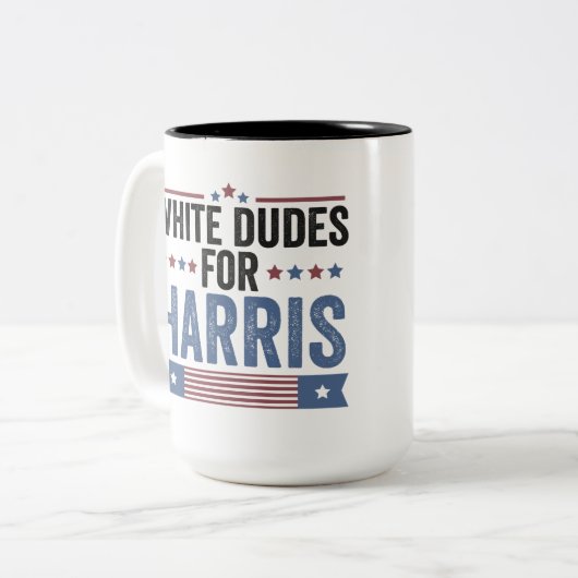 Weiße Typ für Harris Unterstützung Präsident Kamal Zweifarbige Tasse (Vorderseite Links)