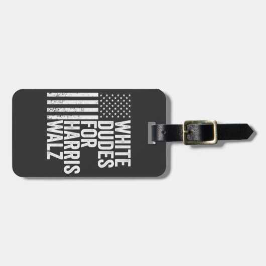 Weiße Typ für Harris Walz - amerikanische Flaggenw Gepäckanhänger (Vorderseite horizontal)