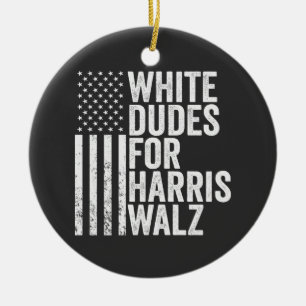 Weiße Typ für Harris Walz - amerikanische Flaggenw Keramik Ornament