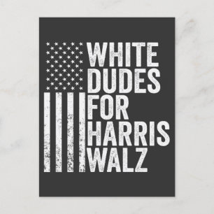 Weiße Typ für Harris Walz - amerikanische Flaggenw Postkarte
