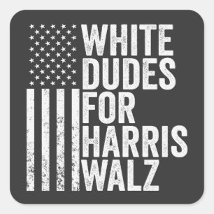 Weiße Typ für Harris Walz - amerikanische Flaggenw Quadratischer Aufkleber