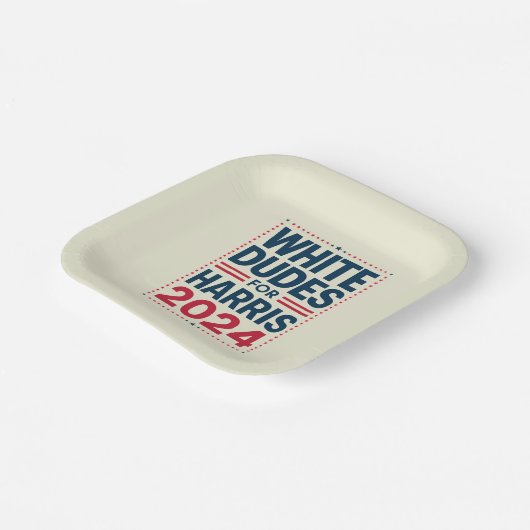 Weiße Typen für Harris-2024 Pappteller (Gewinkelt)