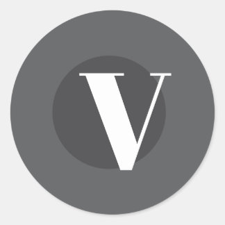 Weiße Typografie-Brauch, Initialgrau Runder Aufkleber