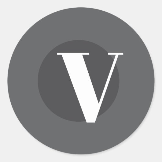 Weiße Typografie-Brauch, Initialgrau Runder Aufkleber (Vorderseite)