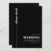 Weiße Typografie minimalistische QR-Code Schwarze Einladung (Vorne/Hinten)