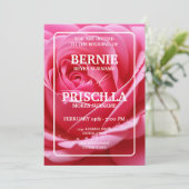 Weiße Typografie und elegante Hochzeit der Rote Ro Einladung (Stehend Vorderseite)