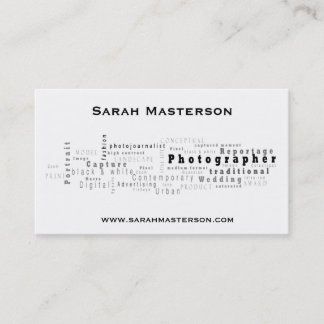 Weiße typografische Fotograf-Visitenkarte Visitenkarte