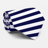 Weiße u. dunkelblaue Horizontal-Gestreifte Krawatte (Gerollt)